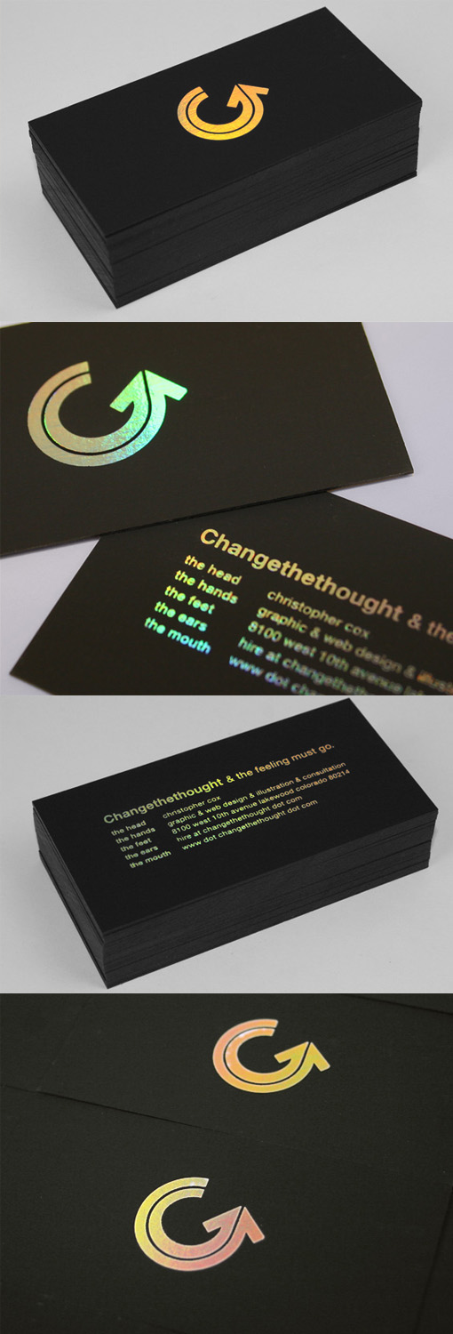 Holographic Foil Stamped Black Business Card