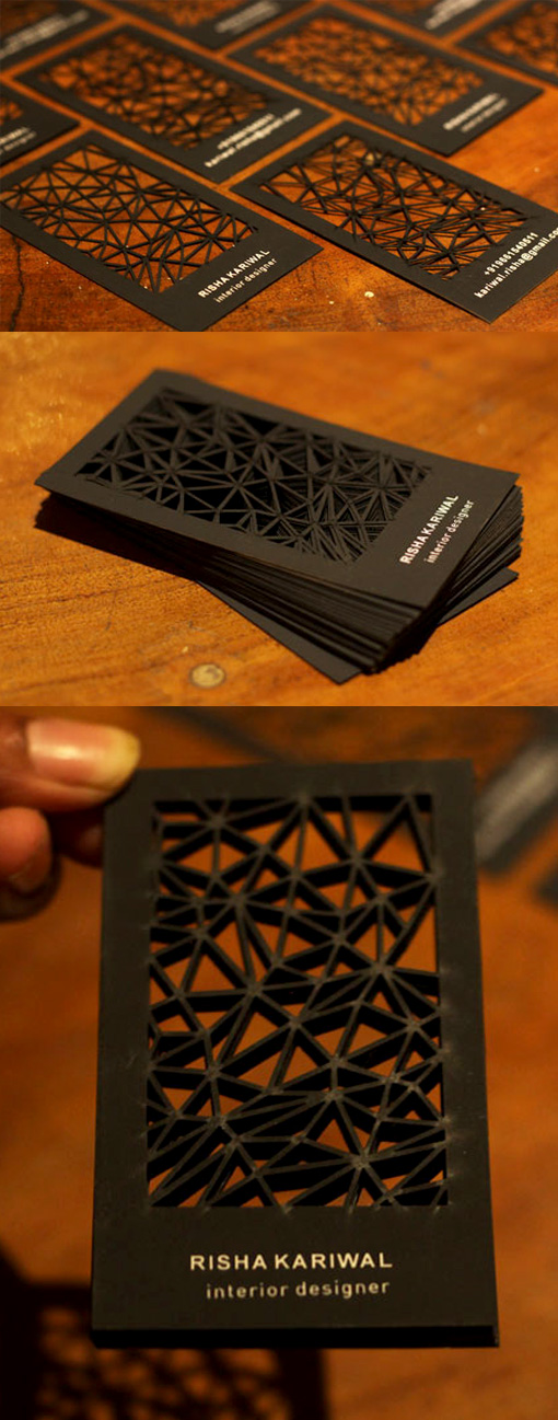 Intricate laser cut business card