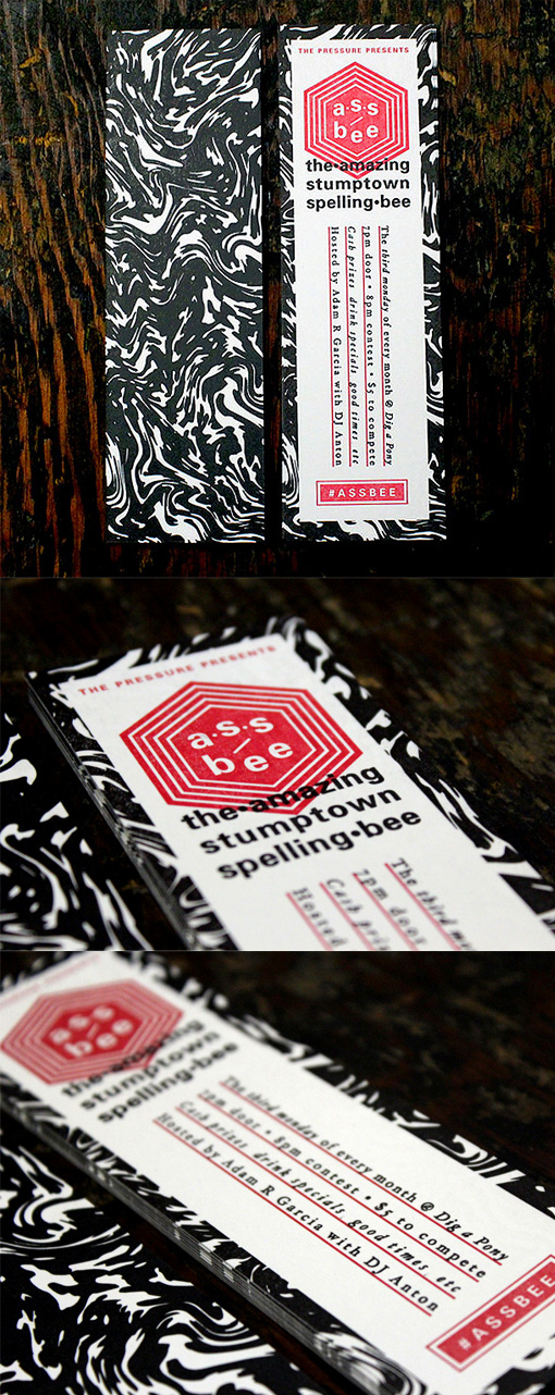 Slimline Black And White Letterpress Business Card 