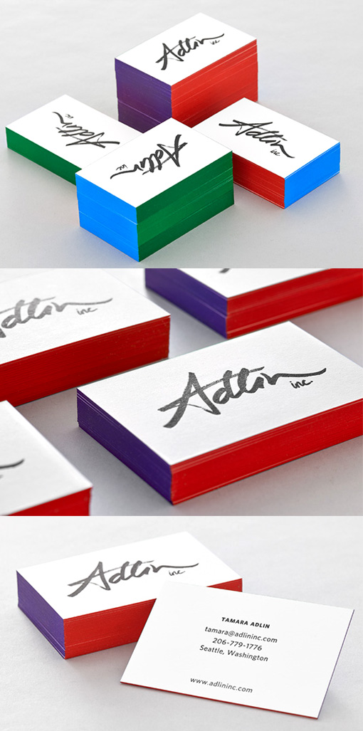 Two Colour Edge Painted Calligraphy Business Card Design