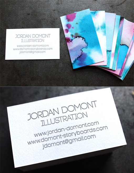 Unique DIY Watercolour And Letterpress Printed Business Cards For An Illustrator