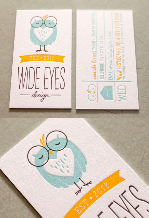 Whimsical Illustrated Letterpress Business Card For A Designer