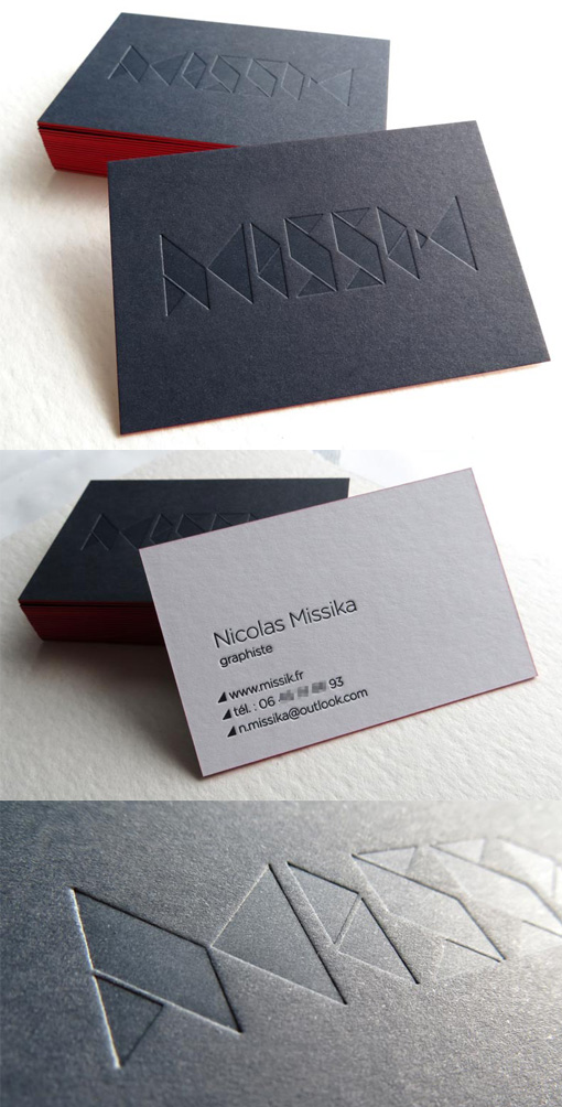 Black And White Edge Painted Letterpress Business Card For A Graphic Designer