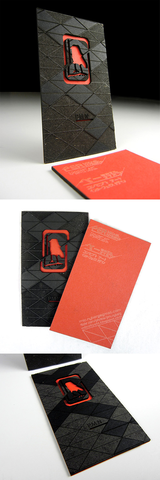 Amazing Laser Cut And Engraved Layered Black And Red Business Card Design