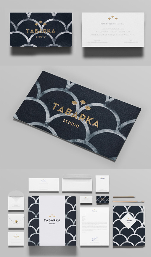 Beautifully Patterned And Textured Gold Foil Stamped Business Card Design