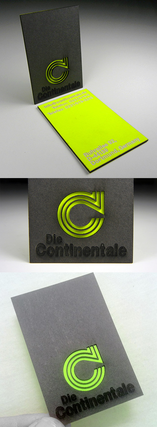 Bold Black And Neon Layered Laser Cut Business Card Design