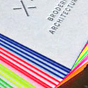 Bright Neon Textured Edge Painted Letterpress Business Card For An Architect