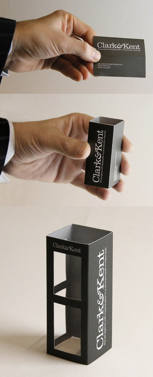 Clever 3D Folding Phone Booth Business Card Design For An Advertising Agency