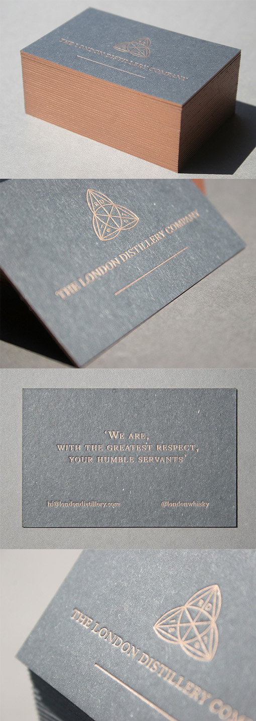 Elegant Copper Edge Painted Letterpress Business Card Design