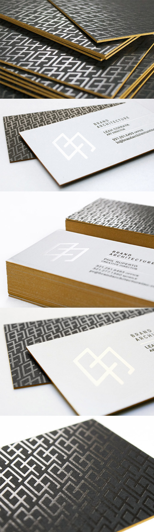 Sleek Foil Embossed Black And White Business Card Design For An Architect