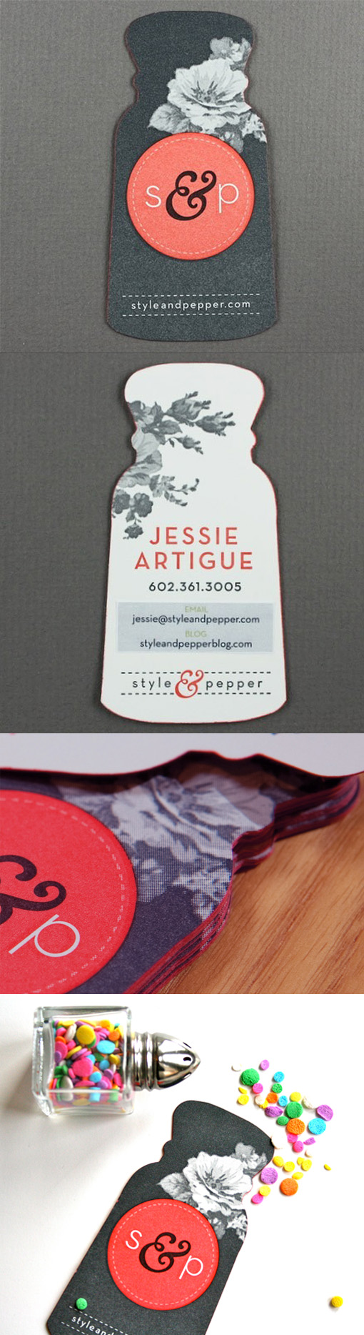 Sweet Custom Die Cut And Edge Painted Business Card Design For A Lifestyle Blogger