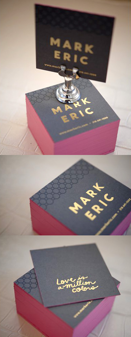 Textured Black And Gold Foil Edge Painted Letterpress Business Card
