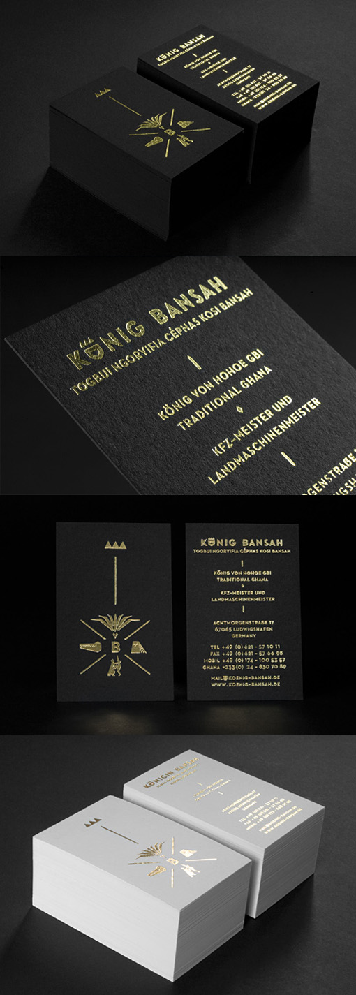 Black And Gold Foil Business Card Design Fit For A King