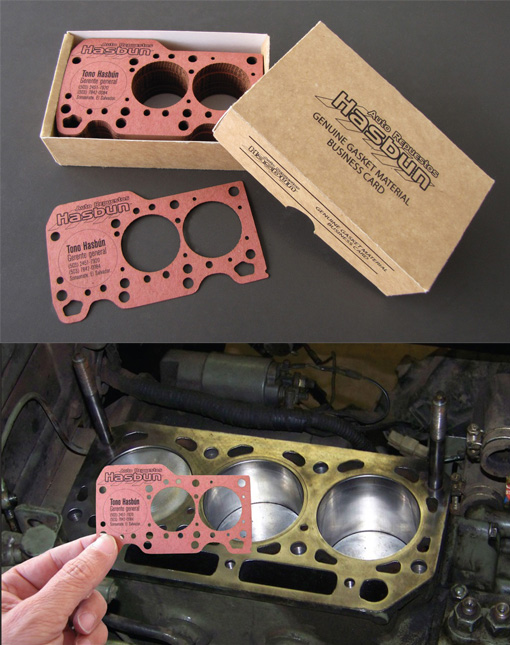 Creative Laser Cut Business Card Design For An Engine Parts Supplier