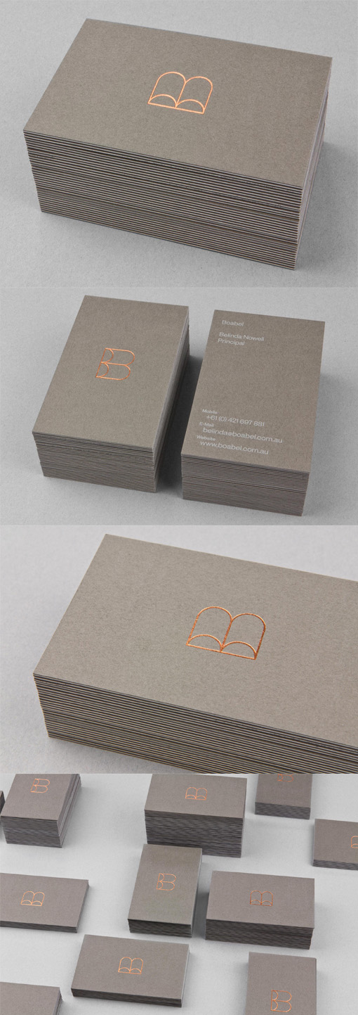 Minimalist Design Copper Hot Foil Stamped Logo On A Triplexed Business Card