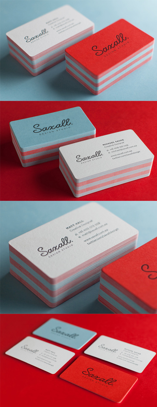 Minimalist Design With Great Colour On A Letterpress Business Card For A Design Studio