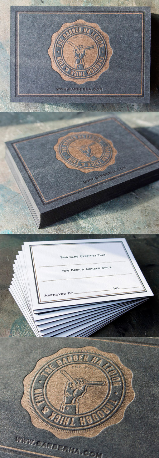 Bold Black And Gold Letterpress Business Card Design