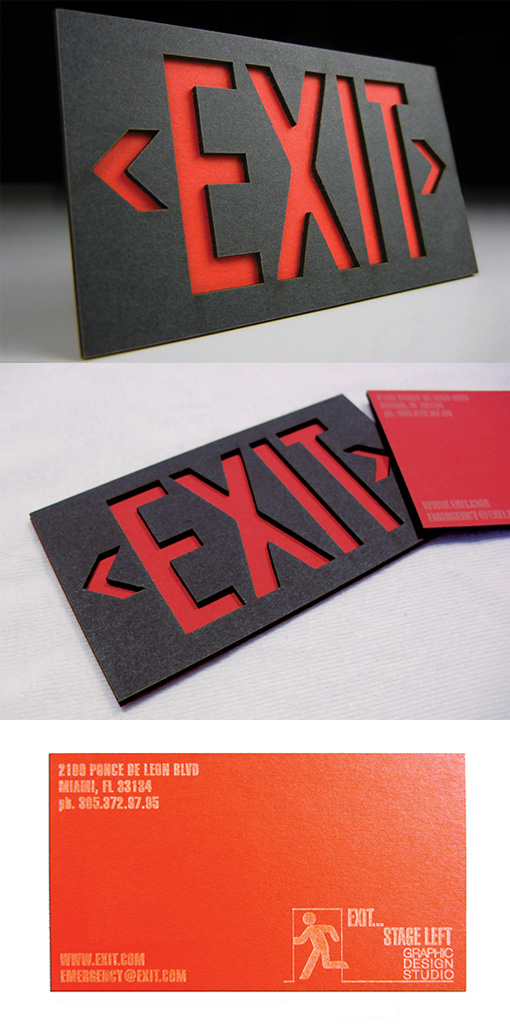 Bold Red And Black Layered Laser Cut Business Card Design
