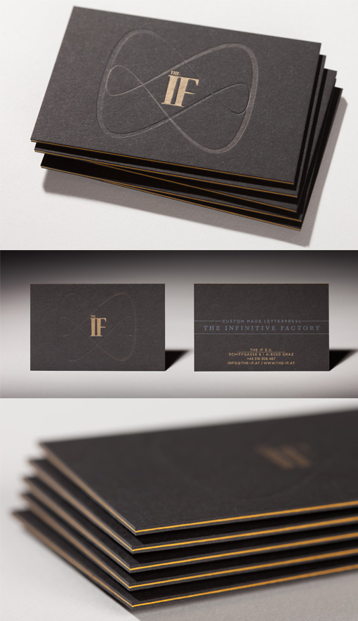 Sleek Black Edge Painted Letterpress Business Card Design