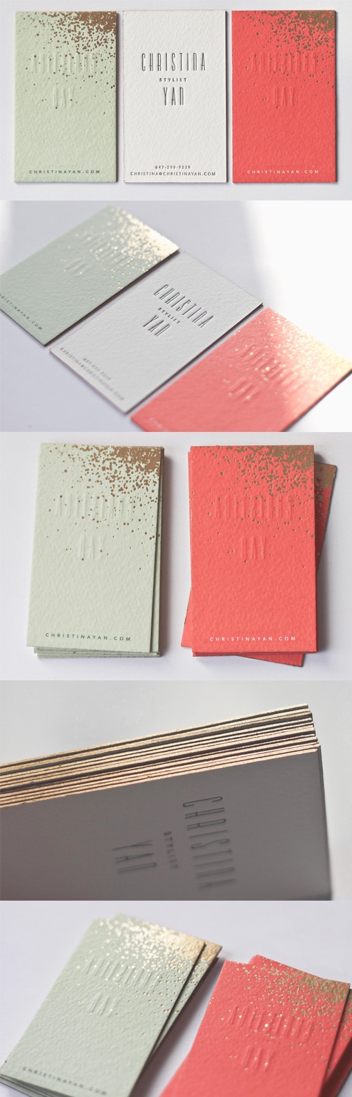 Stylish Modern Minimalist Design Letterpress Business Card With Gold Accents