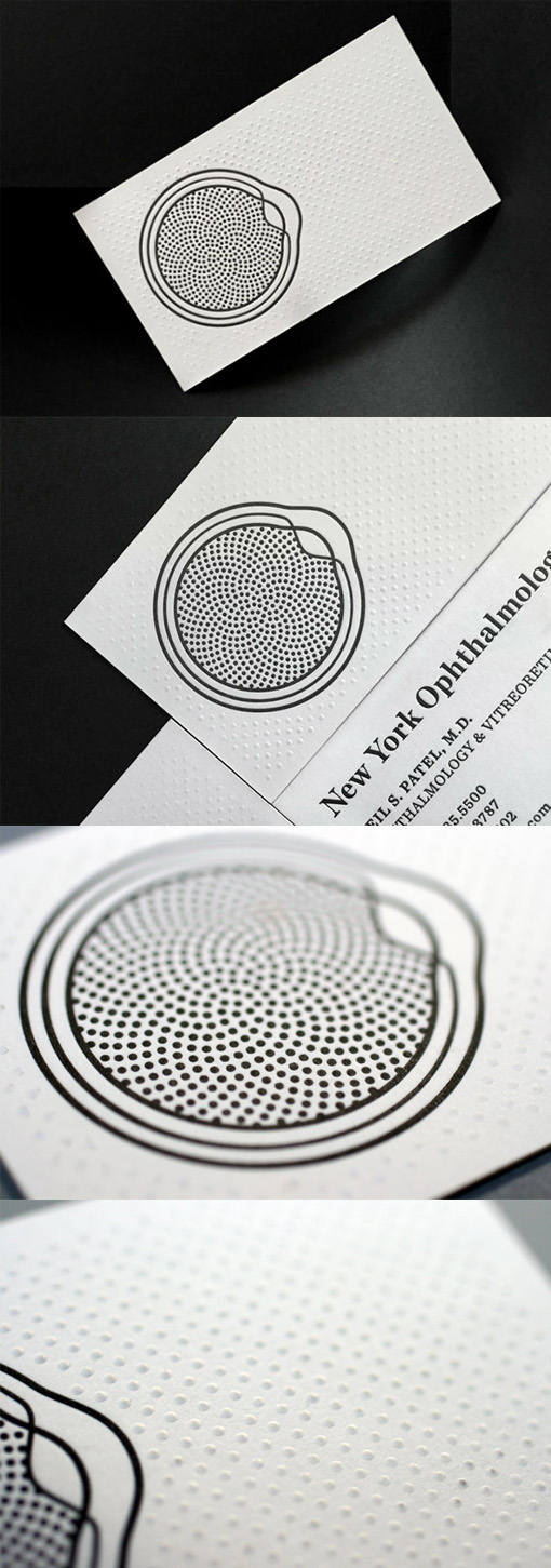 Black And White Textured Letterpress Business Card For An Ophthalmologist