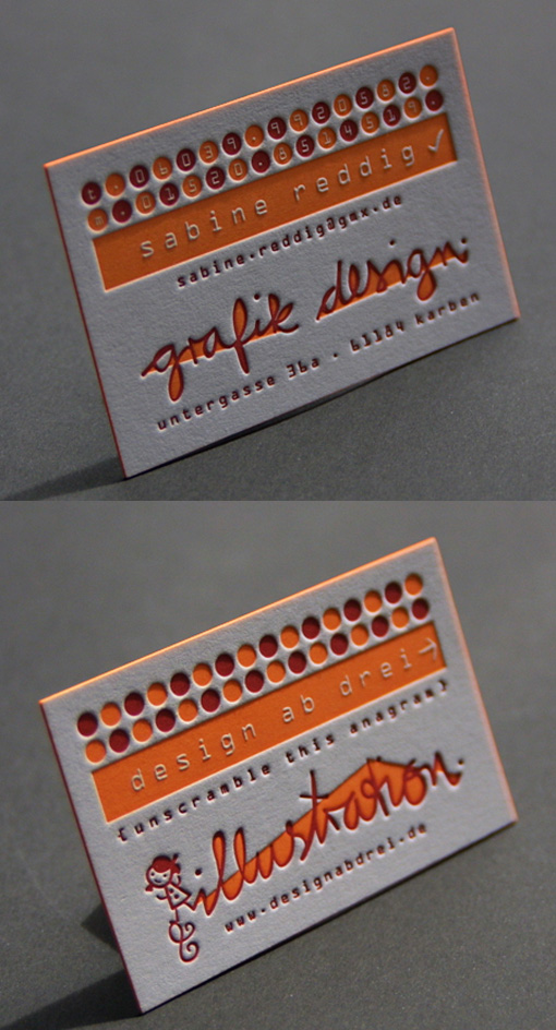 Bold Two Colour Letterpress Business Card For A Graphic Designer