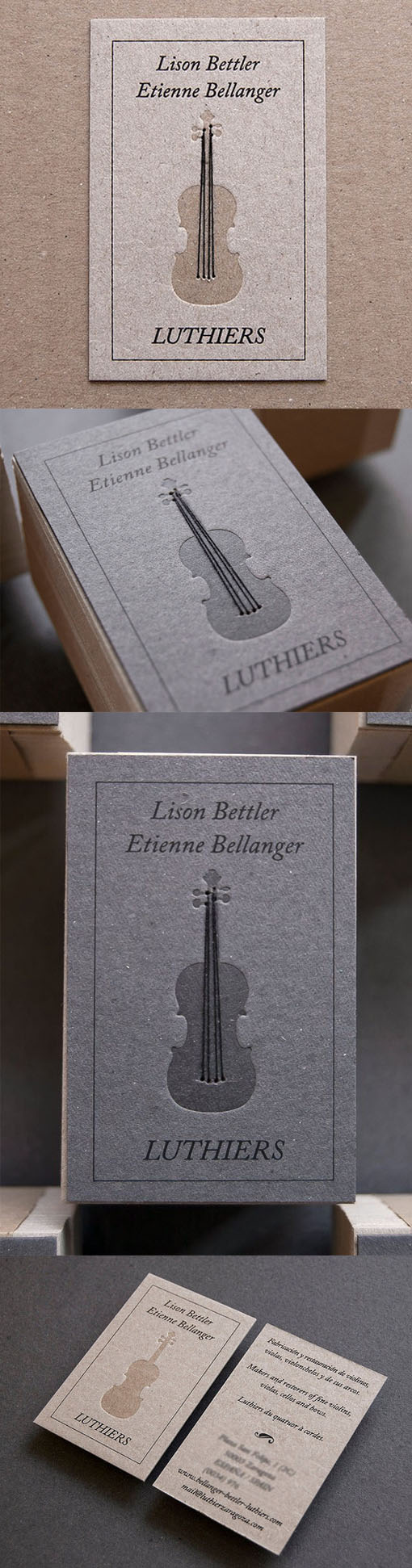 Clever Strung Violin Letterpress Business Card For An Instrument Maker