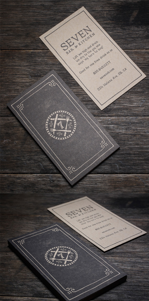 Sophisticated Vintage Style Letterpress Business Card For A Restaurant