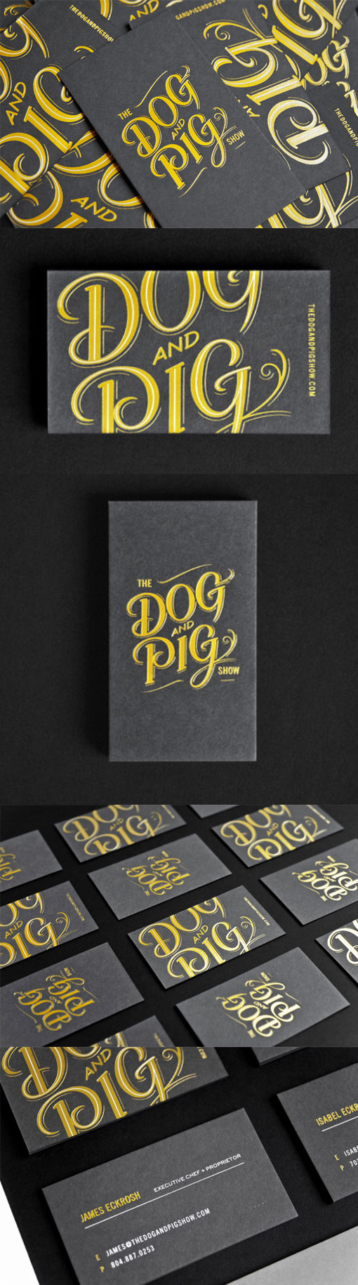Vibrant Typography On A Black Business Card For A Restaurant