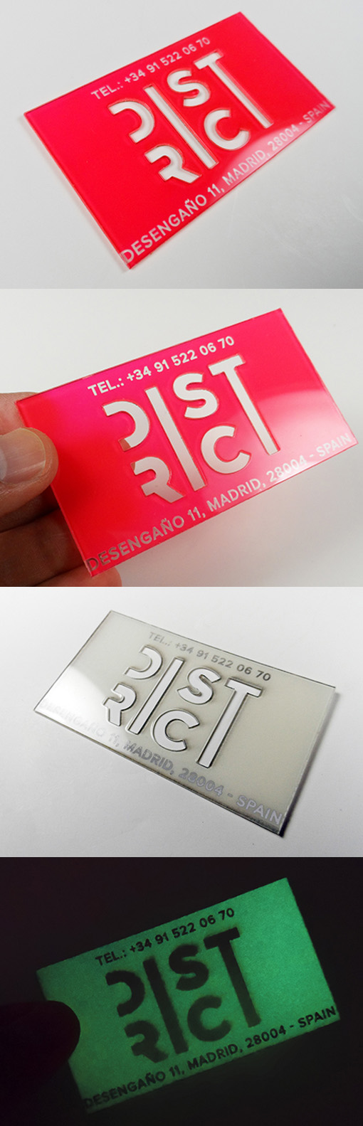 Amazing Glow In The Dark Laser Cut Plastic Business Card Design