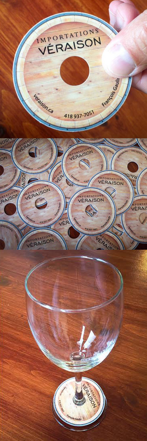 Clever Wine Glass Tag Die Cut Circular Business Card