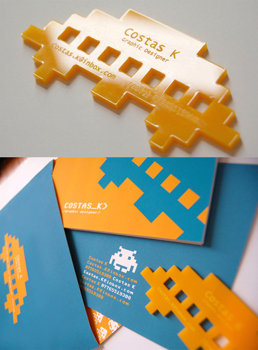 Cool Space Invaders Inspired Plastic Laser Cut Business Card