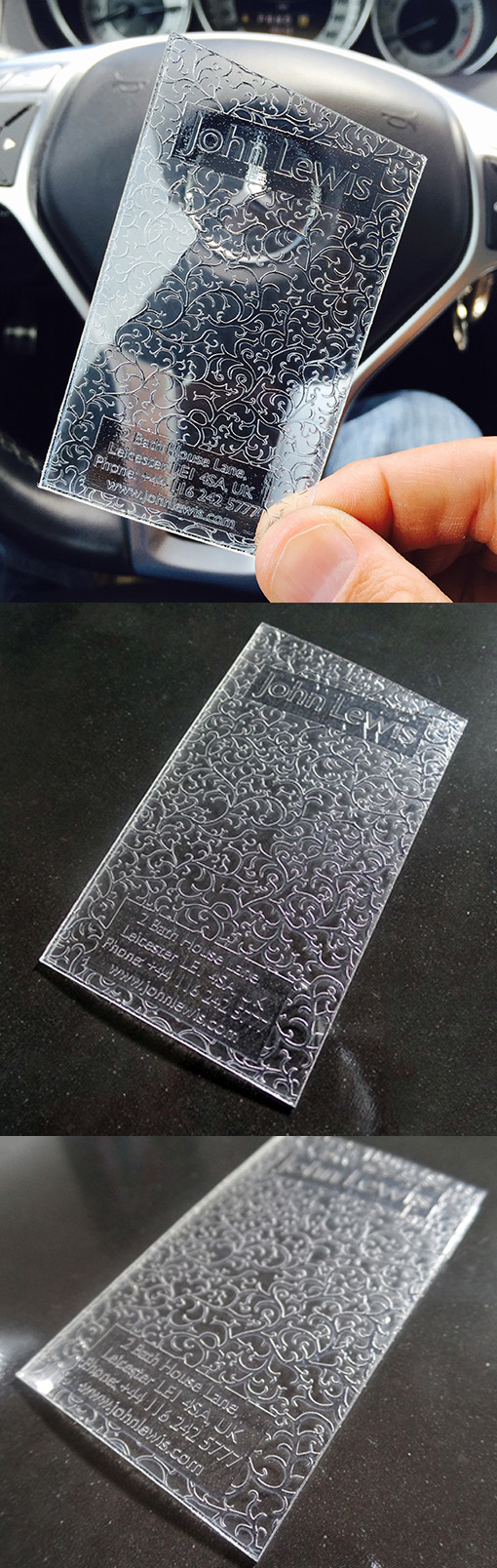 Creative Intricately Patterned Clear Plastic Business Card design