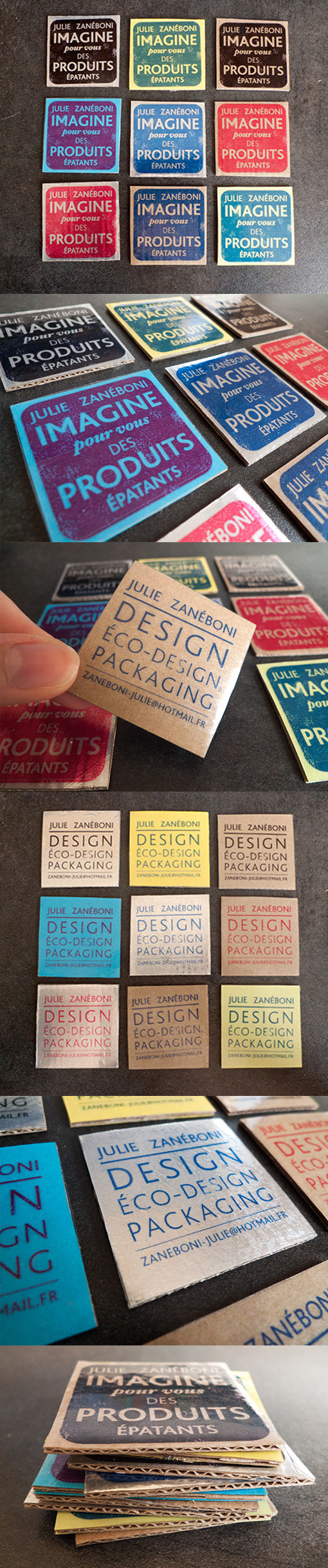 Eco Friendly Recycled Hand Stamped Business Cards For A Product And Packaging Designer