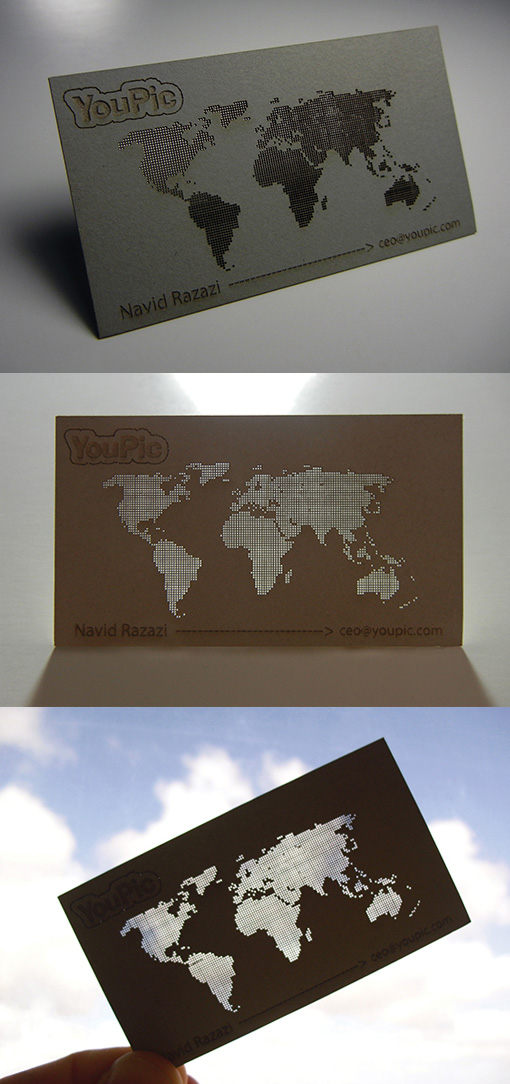 Intricate Laser Cut See Through Map Business Card Design