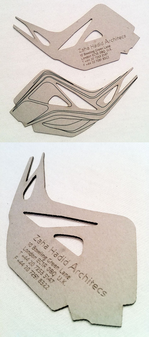 Unusually Shaped Laser Cut And Etched Business Card For An Architect