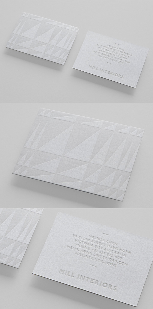 Beautiful Subtle Textured White On White Business Card Design For An Interior Designer