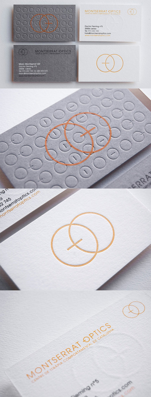 Elegant And Understated Textured Letterpress Business Card Design For An Optician
