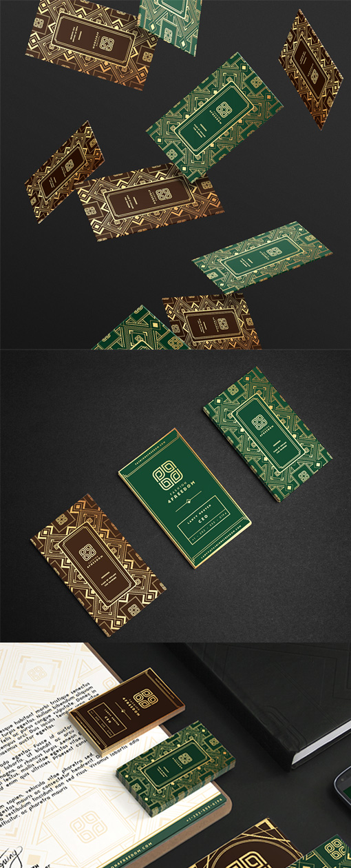 Highly Decorated Gold Foil Business Card Design For A Fashion Brand