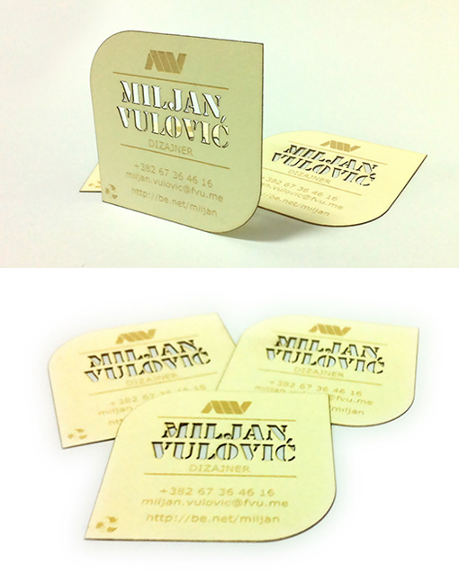 Laser Cut And Engraved Wooden Business Cards For A Graphic Designer