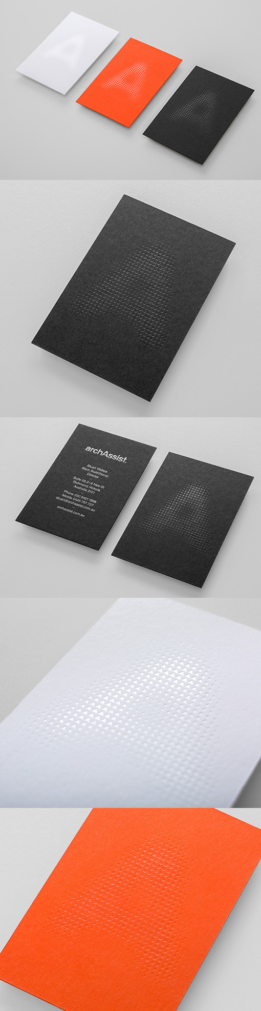 Subtle And Clever Use Of Texture On Block Colour Business Cards For An Architecture Firm