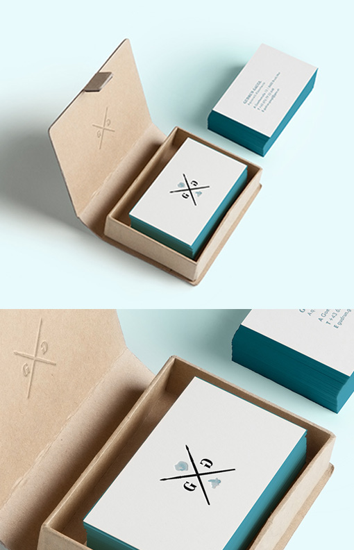 Beautiful Minimalist Design Edge Painted Letterpress Business Cards For A Watercolourist