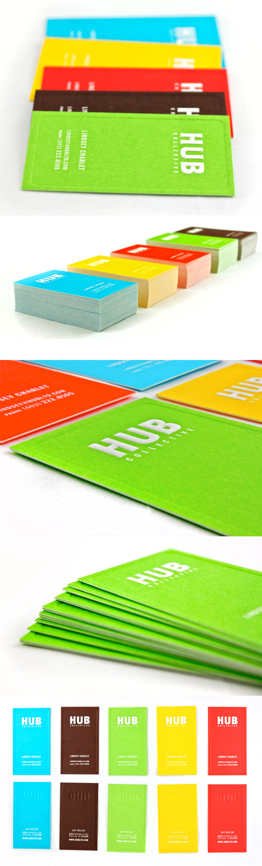 Bright Saturated Colour Foil Embossed Business Card Design