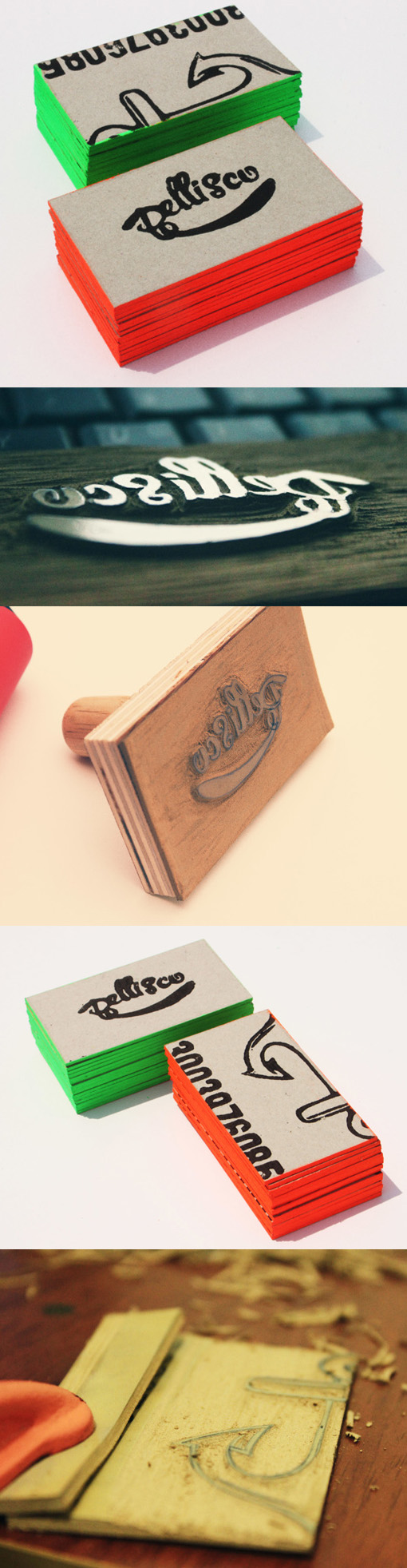 Hand Drawn Typography On A DIY Hand Carved And Stamped Edge Painted Business Card