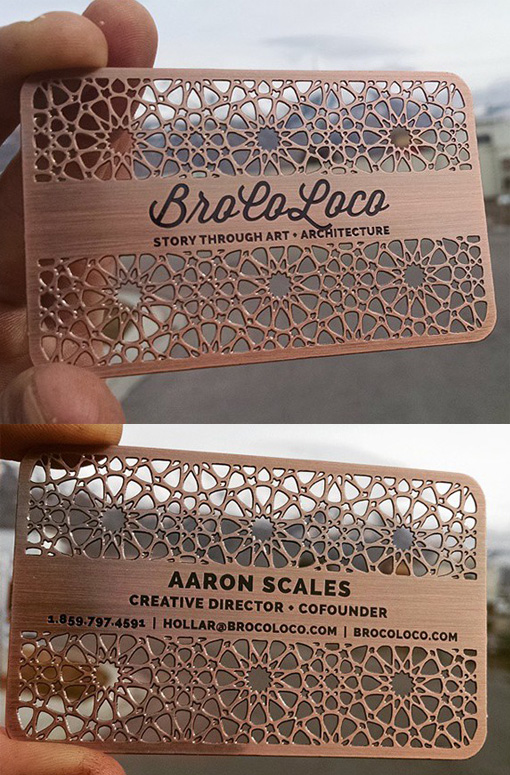 Intricate Laser Cut And Etched Metal Business Card For An Architect