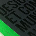 Modern Black Hot Foil Stamped Business Cards With Neon Green Edge Painting