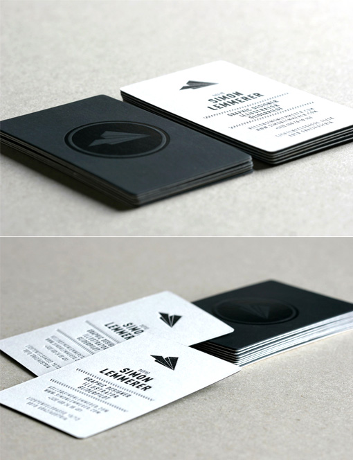 Sophisticated Black And White Minimalist Letterpress Business Card Design