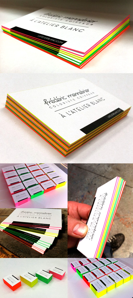 Stunning Neon Edge Painted Letterpress Business Card