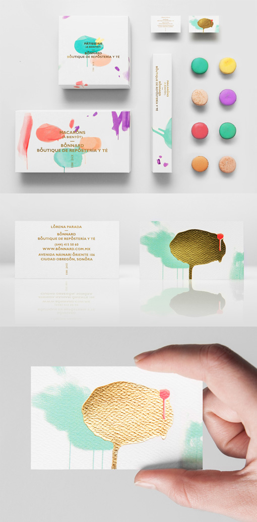Artistic Design On A Gold Foil Business Card For A Bakery