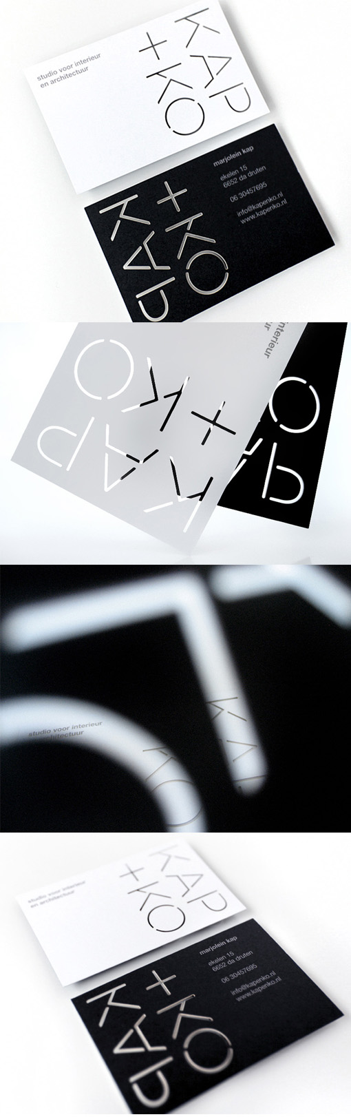 Black And White Laser Cut Business Card Design For An Architect